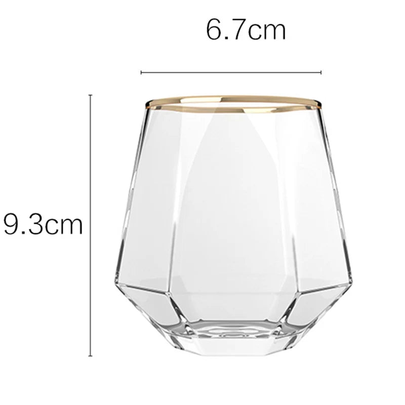 320ml 4pcs Set Hexagonal Cup Wine Utensils Personalized Unique Cold Drink Cup Golden Edged Glass Cup Coffee Juice Tea Cups Cafe