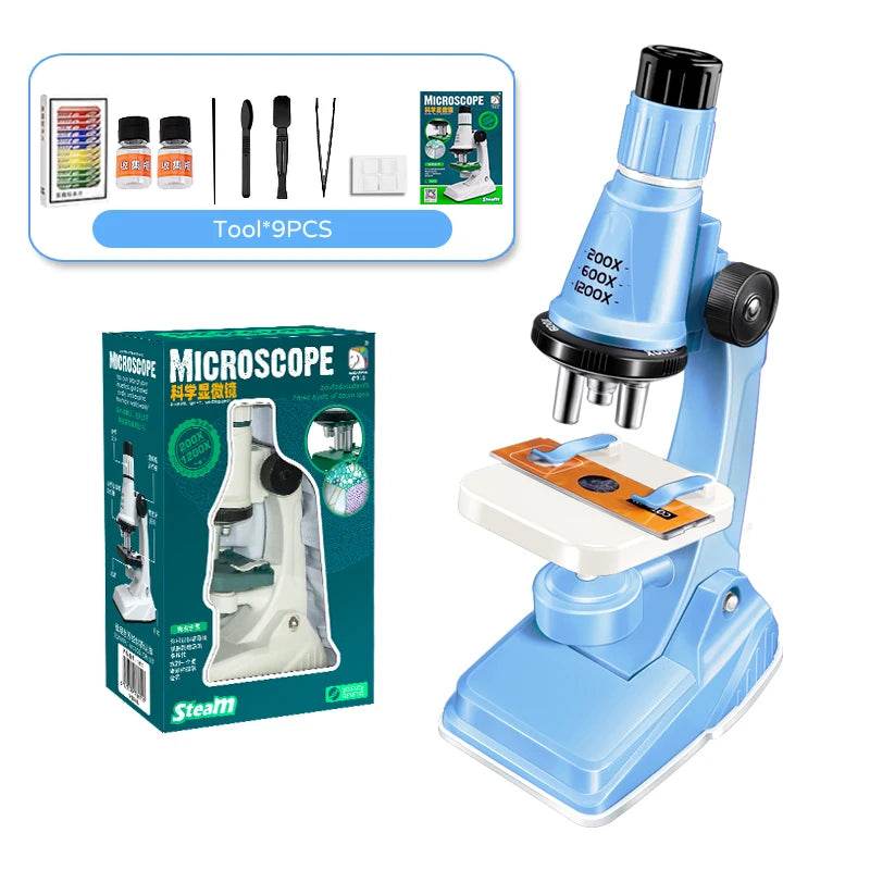Children Science Biological 200x 600x 1200x Pocket Microscope Set Lab With LED Refined Instruments Montessori Education Toy - AIAZ