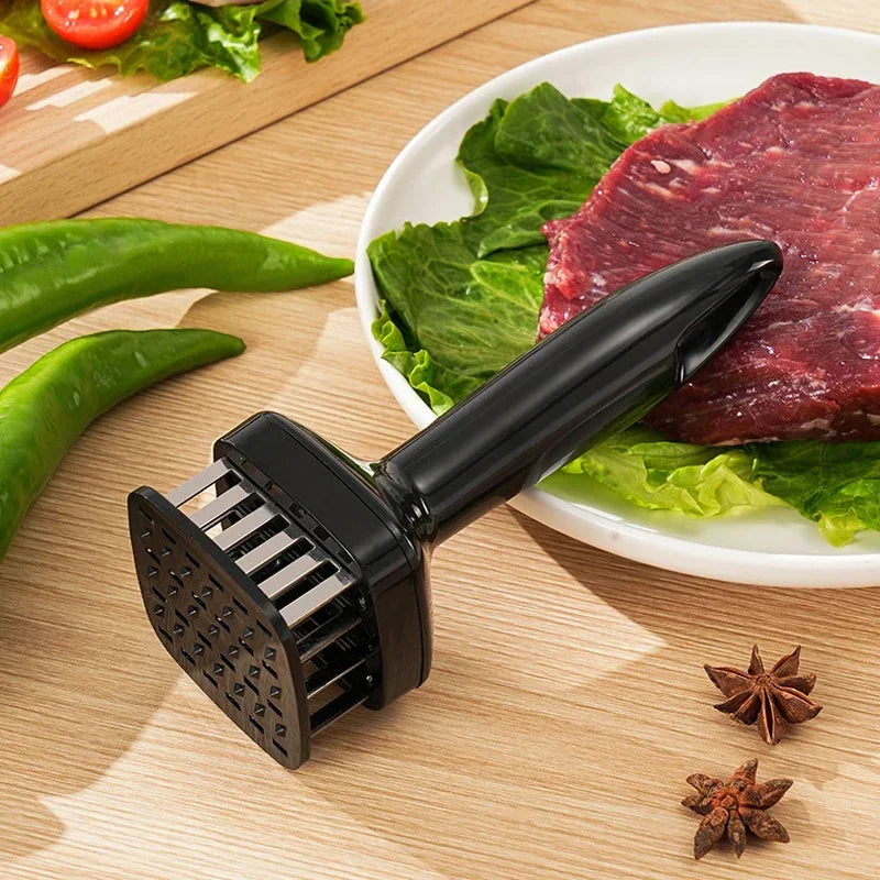 Stainless Steel Needle Point Meat Tenderizer Needle Automatic Rebound Square Bottom Meat Softener 24 Steel Needles Rustproof