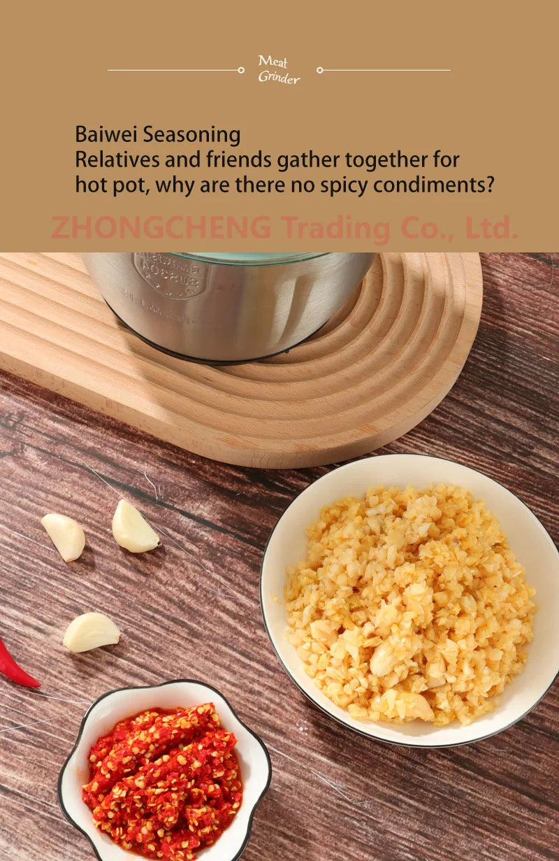 Kitchen household electric meat grinder stainless steel stuffing minced vegetables minced meat mincer small garlic chili cooker