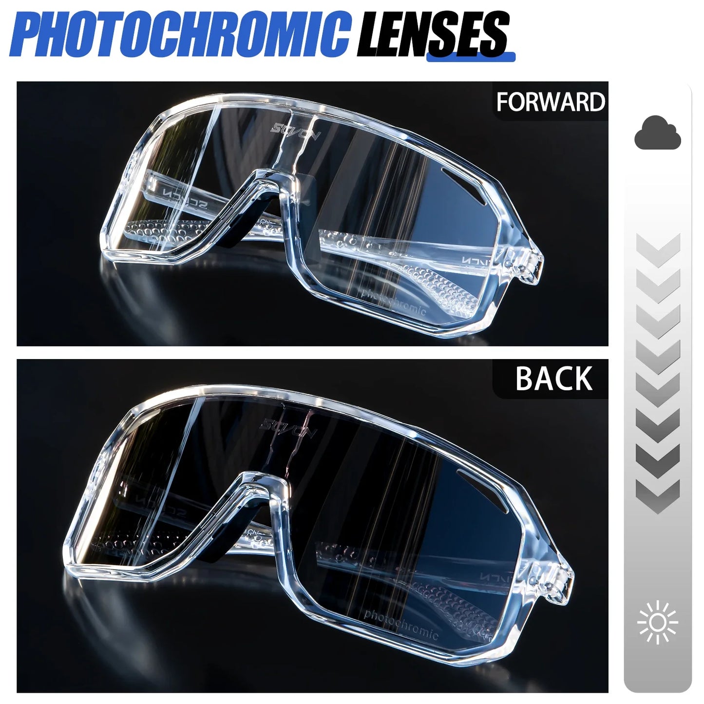 SCVCN Men Bike Photochromic Glasses Cycling Sunglasses for Women Sports Running MTB Biking Eyewear Road Mountain Bicycle Goggle
