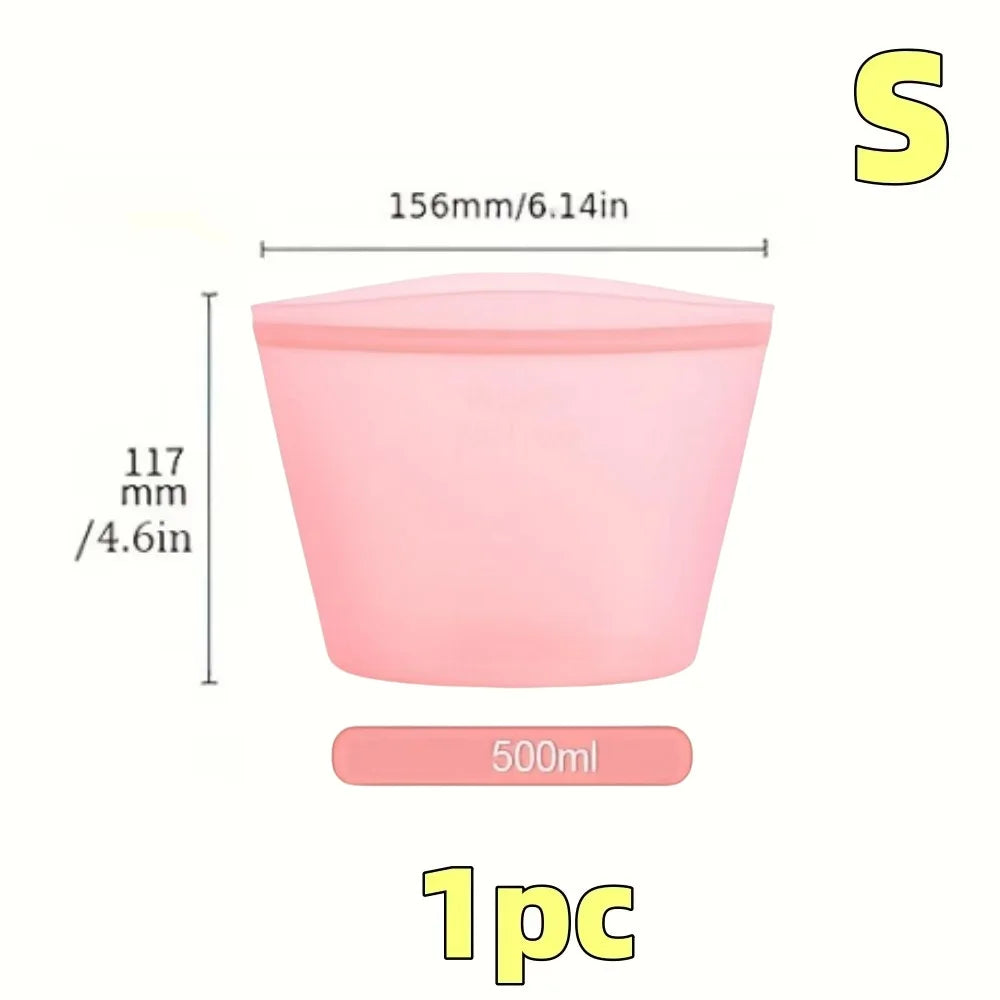 1/3pcs Silicone Food Containers Reusable Storage Bags Leakproof Ziplock Bag Set for Fridge Freezer Fresh-Keeping Kitchen Organiz