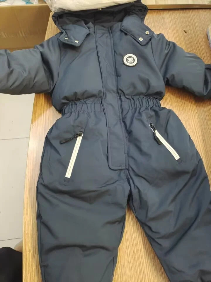 -30 degree Winter Ski Suit Plus Velvet Baby Jumpsuit Boy Overalls Warm Kids toddler girl Clothes Children Clothing coat overcoat