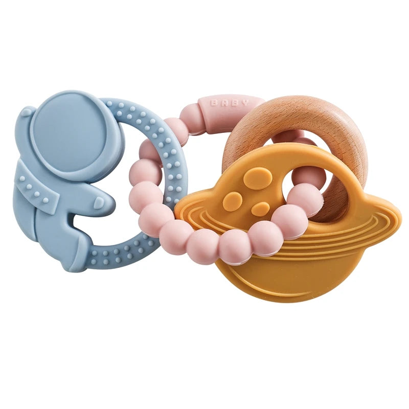 1pc Silicone Teether Food Grade Baby 0-12 Toys Teething Ring Sensory Toys for Toddlers Silicone Animal Soothing Toys Accessories