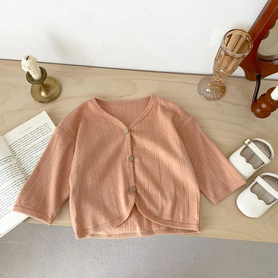 Kids Clothes Toddler Summer Jacket Infant Korean Casual Tops Boys Girls Lightweight Long Sleeve Outerwear Solid Color Cardigan