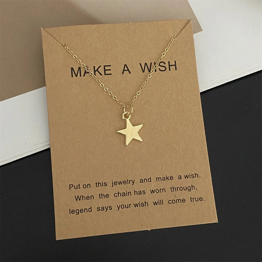 New Fashion Love Heart Pendant Necklace Animial Plam Geometric Trendy Gift Necklace Golden Color Collar Jewelry Wholesale