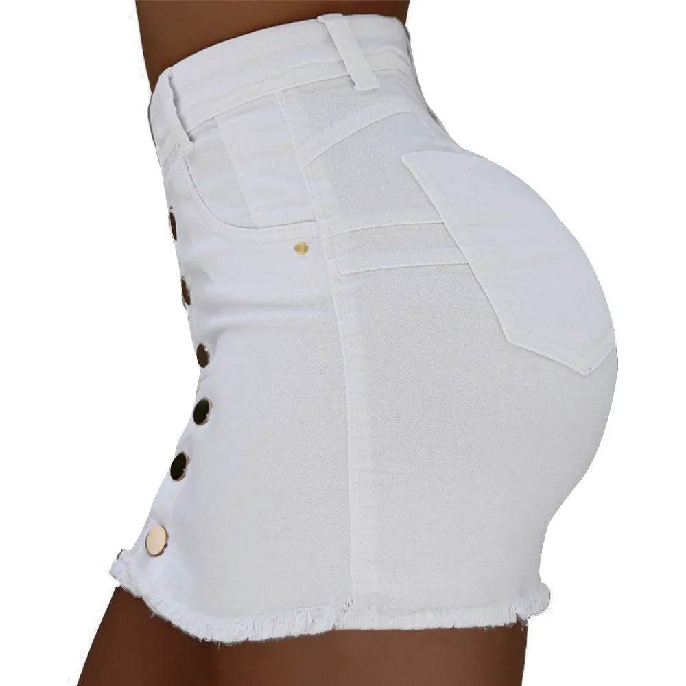 Women's Clothing Skirts 2025 new casual fashion high waist solid color hip hugging short skirt denim single breasted half skirt - AIAZ