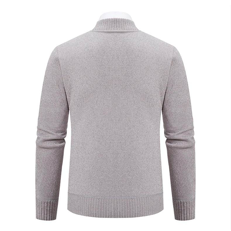 2023 Knitwear Spring and Autumn Men's Stand-up Collar Thick Warm Cardigan Sweater Winter Loose Casual Coat - AIAZ