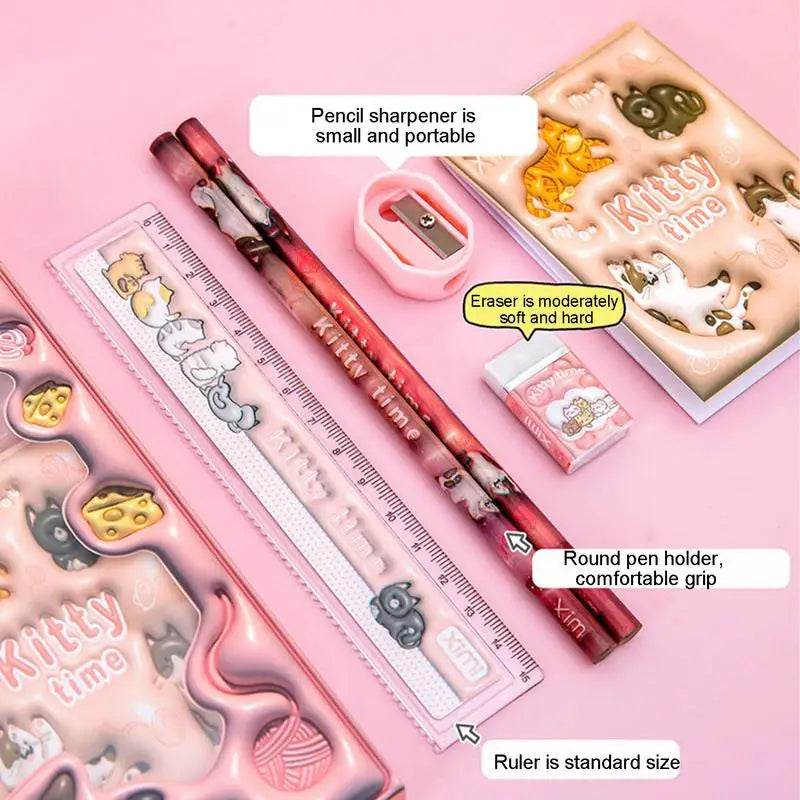 Kids Animals Style Stationery Set 6PCS School Supplies Package Back to School Stationery Pack for Kids Children Girls Boys - AIAZ