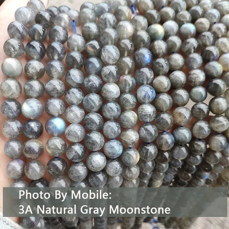 Genuine Nature Blue Light Labradorite Larvikite Gray Moonstone Beads Round Gemstone For Jewelry Making Diy Bracelet Accessories