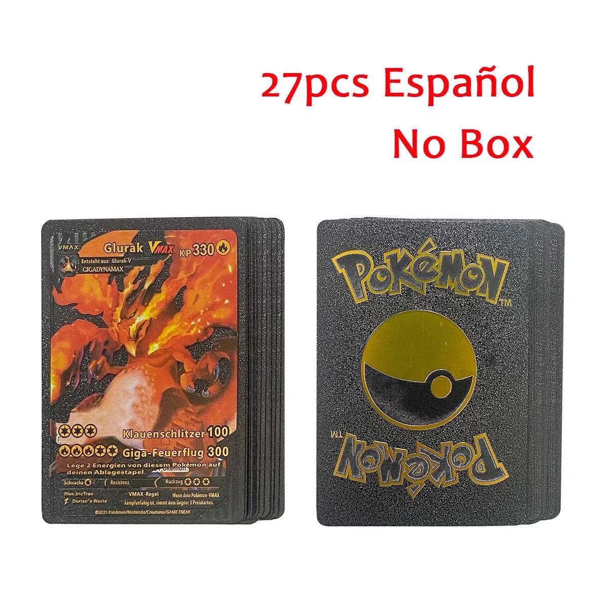 27-110pcs Pokemon Cards Pikachu Gold Silver Black Colorful Vmax GX Vstar Spanish English French German Collection Card Toys Gift - AIAZ