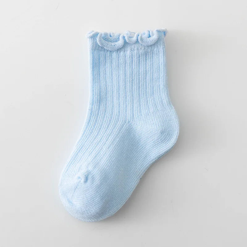 Newborn Cute Ruffle Lace Cuff Socks Infant Baby Girls Ankle Socks Spring Autumn Children Kids Soft Warm Ribbed Cotton Floor Sock