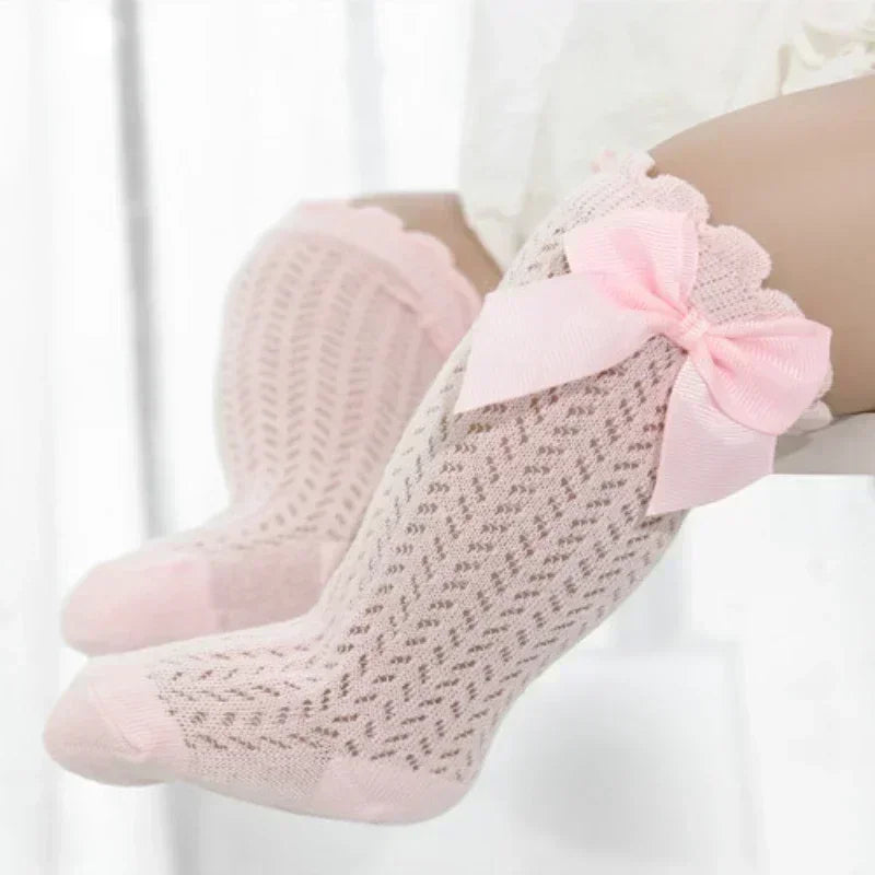 0-36M Baby Girl Socks Toddler Big Bow Cotton Summer Mesh Infant Knee Socks Newborn Long Princess Socks For Girls 2025