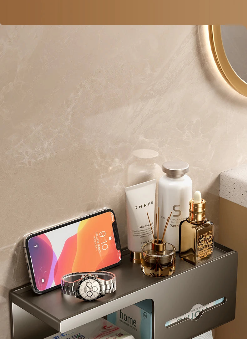 Toilet Paper Holder Wall-Mounted Carbon Steel Toilet Paper Holder Tissue Rack Bathroom Tissue Holder Bathroom Accessories