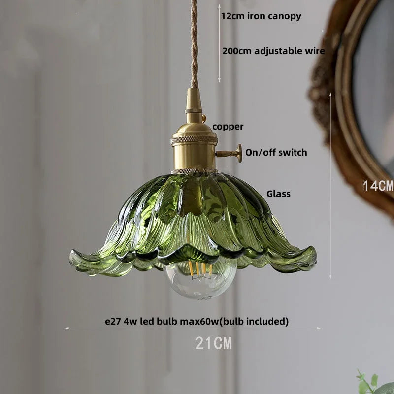 IWHD Nordic Modern LED Pendant Lights Coffee Living Room Balcony Green Glass Copper Knob Switch Hanging Light Fixture Luminaira