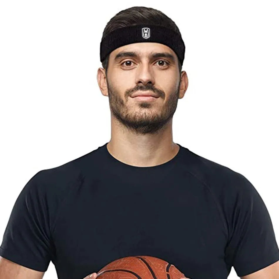 WOSWEIR-Cotton Athletic Headband Elastic Sweatbands Women Men Basketball Sports Gym Fitness Sweat Band Volleyball Tennis