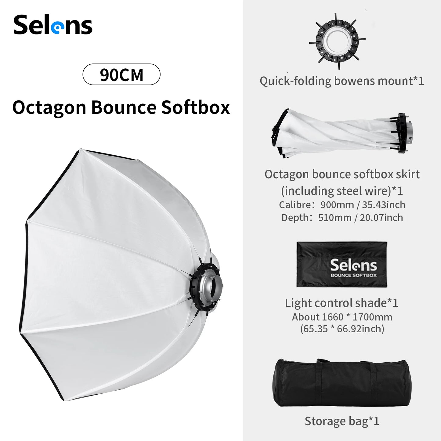 Selens 70cm 90cm 110cm Reverse Octagonal Softbox Photo Studio Kits Bowens Mount Octagon Umbrella Softbox Photography Accessories
