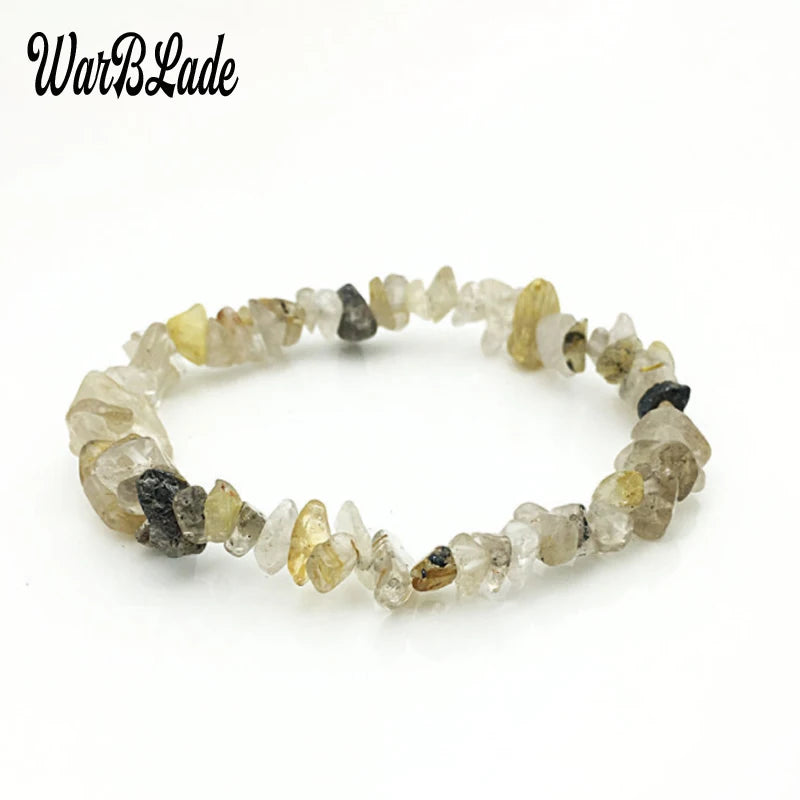 New Women Bracelets Bangles Natural Gem Stone Bracelet Irregular Stretch Chip Beads Nuggets Bracelets Bangles Crystal Wristband