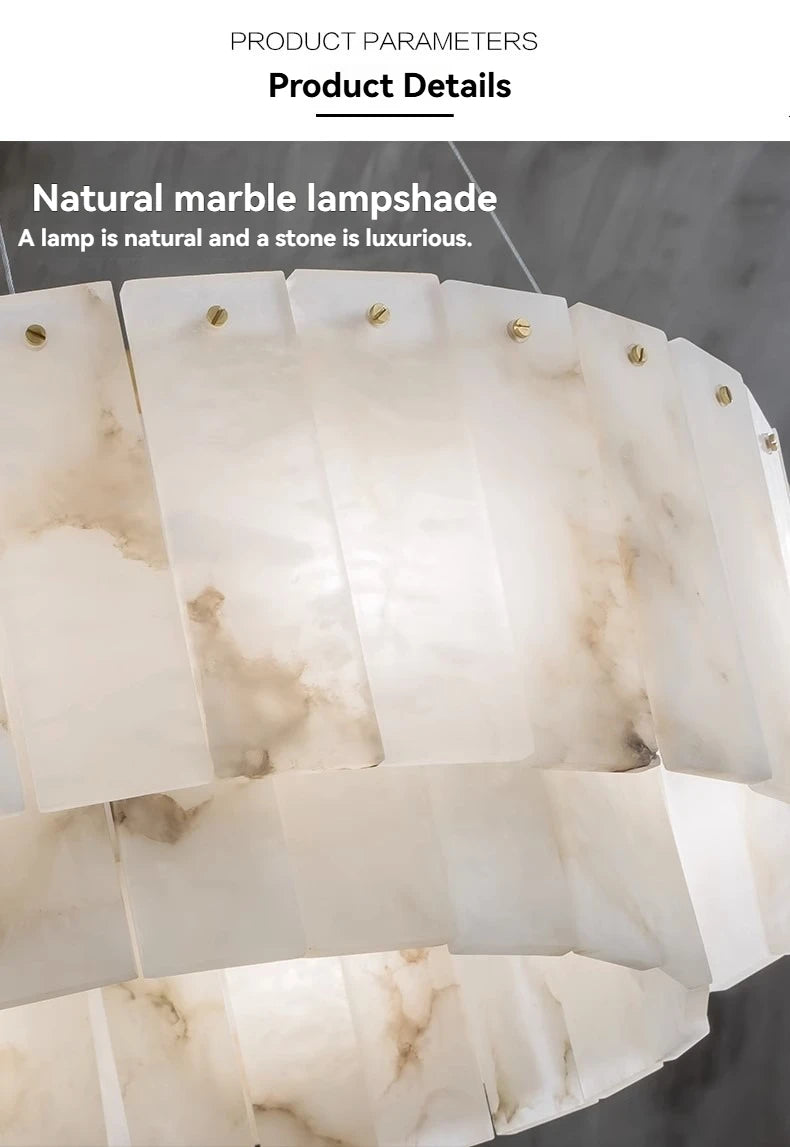 Natural Marble Brass Pendant Light Luxury Nordic Gold Chandelier for Living Room Dining Room Bedroom Bar Study Lighting Fixture