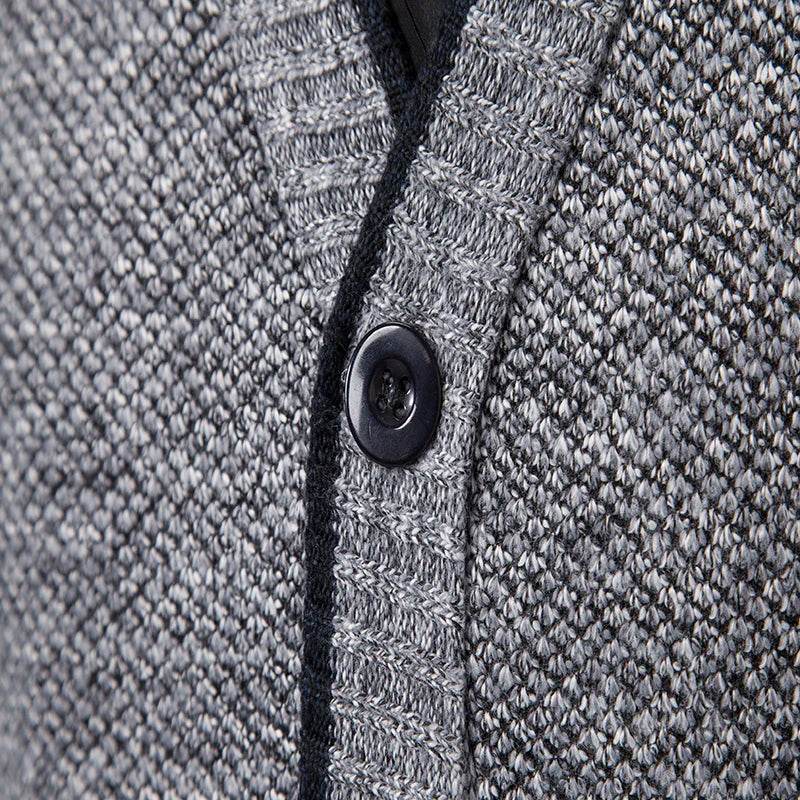Men's knitted cardigan casual V-neck autumn and winter new sweater coat - AIAZ