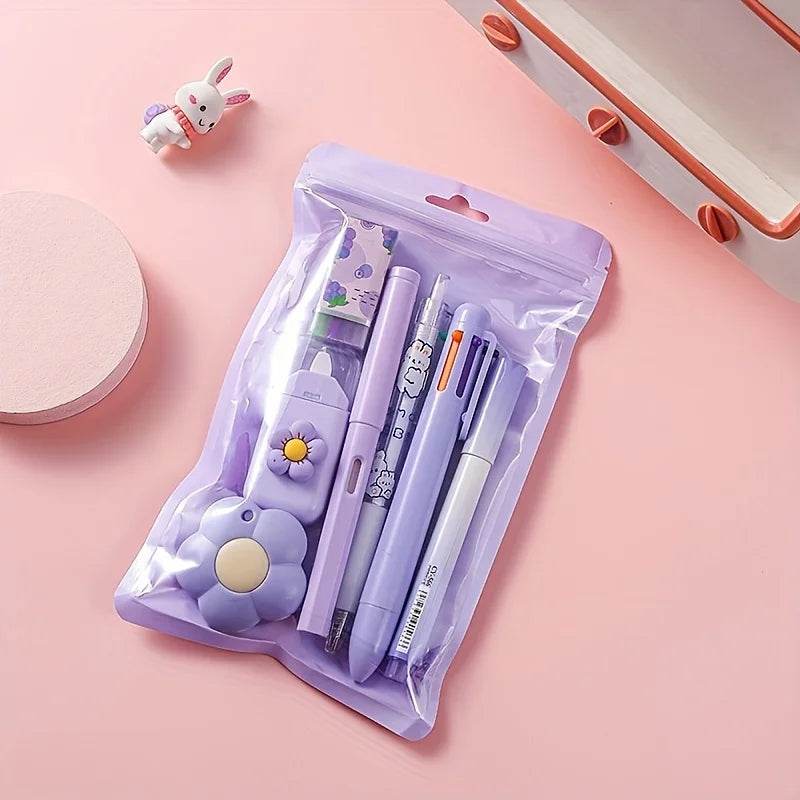7pcs/set Cute School Supplies Gift Box - Durable and Diverse Stationery Set, Suitable for Students to Use - AIAZ