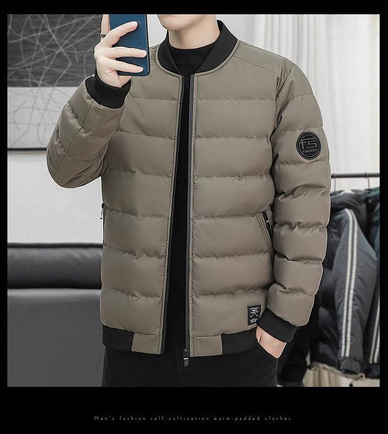 New Men's Outdoor Fashion Trend Windproof Warm Cotton Clothes Comfortable Versatile Breathable Sports Leisure Collar Jacket - AIAZ