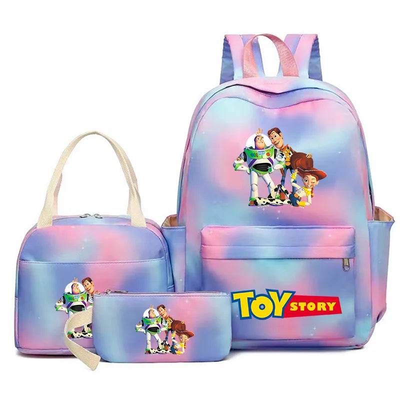 Toy Story Colorful Backpack Set With Tote and Pouch Large Capacity Lightweight And Breathable Outdoor Knapsack School Bags - AIAZ
