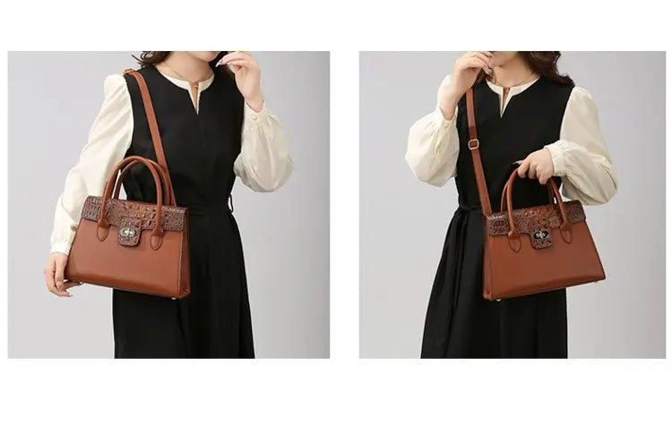 Embossed Handbag for Women 2025 New Fashionable Spacious Soft Leather Woven Rope Shoulder Hand Carry Crossbody Bag