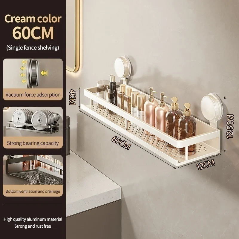 No Need To Drill Suction Cup Bathroom Storage Rack, Wall-mounted Oganizing Rack Cosmetic Storage Rack, Kitchen Storage Rack