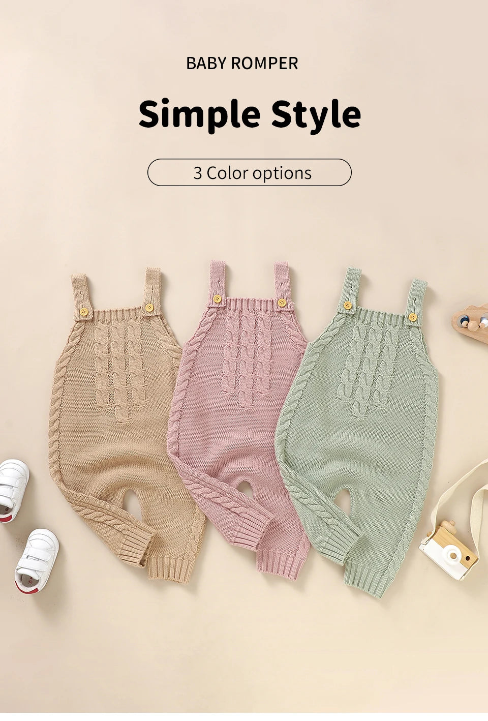 Infant Boys Girls Sleeveless Rompers Clothes 0-18m Newborn Babies Solid Color Knitted Jumpsuits Outfit Spring Fall Children Wear