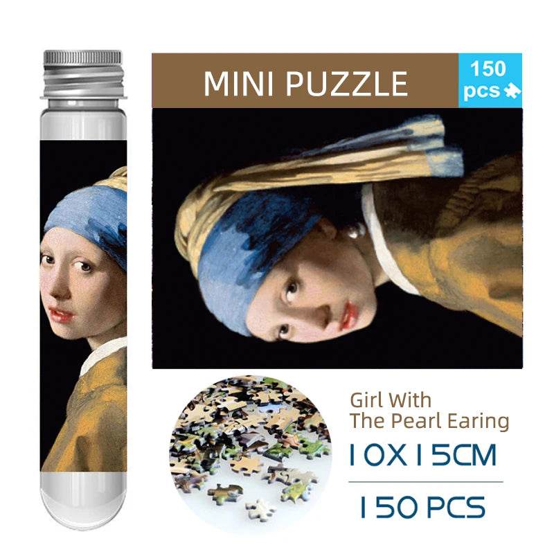 MaxRenard Jigsaw Puzzle 150pcs Mini Test Tube 15*10cm Travel Game World Famous Van Gogh Oil Paintings - AIAZ