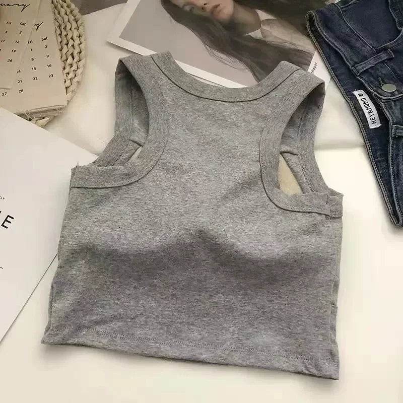 Women Crop Tops Sexy Solid Camisole One-piece Tube Top Seamless Sports Tank Top Wireless Underwear Padded Bra Bralette Vest - AIAZ