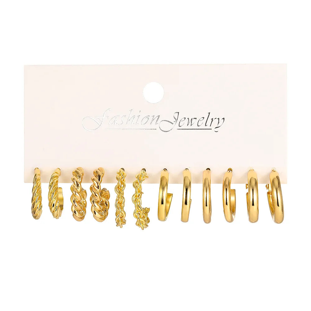 6 Pairs Gold Silver Plated Hoop Earrings Set for Women Lightweight Chunky Ear Ring Multipack Hypoallergenic Jewelry for Gifts