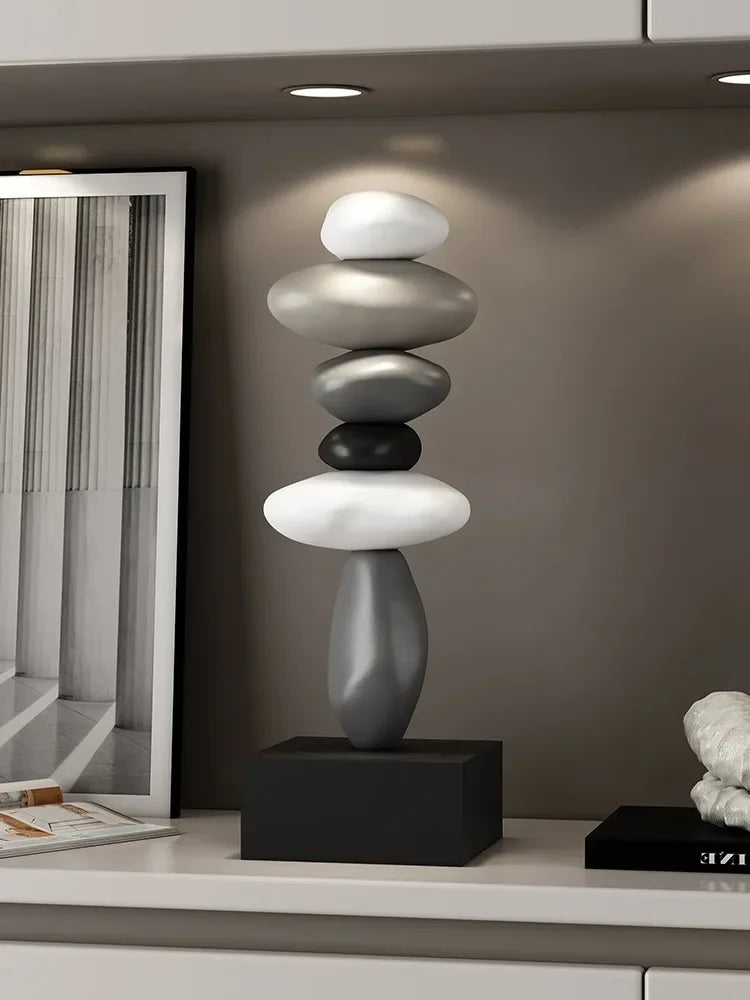 Modern Art Feng Shui Stone Resin Sculpture Wine Cabinet Decor Living Room Desktop Home Decoration Stone Statue Model Figurines