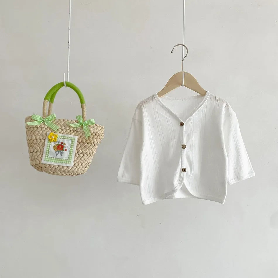 Kids Clothes Toddler Summer Jacket Infant Korean Casual Tops Boys Girls Lightweight Long Sleeve Outerwear Solid Color Cardigan