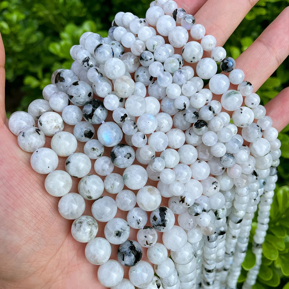 Natural Indian Moonstone 6-10mm Hot Sell Loose Gemstone Beads for Jewelry Making Wholesale Crystal Beads DIY Accessories