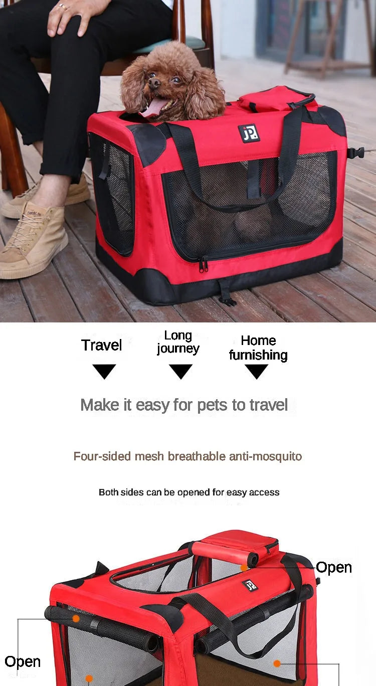 Dog Cage Car Kennel Outing Carrying Bag Pet Luggage Car Travel Cage Cat and Dog Cage Folding Medium and Large Dogs