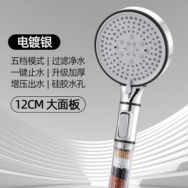 5 Modes High Pressure Shower Head Anti Limestone Filter Hygienic Remove Calcario Shower with Holder and Hose Bathroom Accessorie