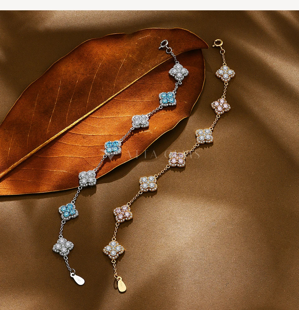 ATTAGEMS Full Moissanite Luxury Bracelet D VVS1 For Women Real S925 Sterling Silver Gold Plated Lucky Engagement Wedding Jewelry