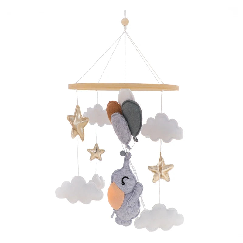 Baby Mobile Crib Bed Bell Musical Rattles Toys Soft Felt Cartoon Animal for Infants Nursery Mobiles Forest Animals Crib Toys