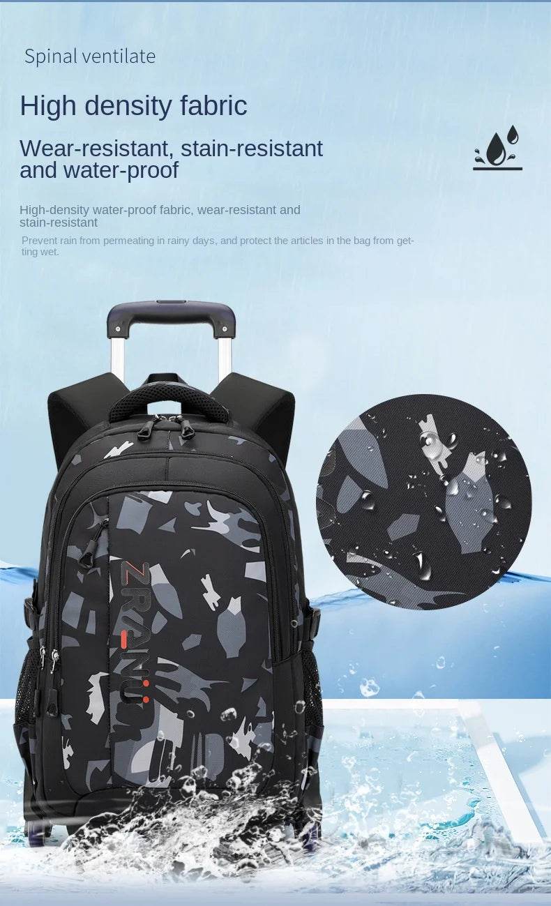 School Rolling backpack bag School Bags with wheels Student wheeled Backpacks for boys Children School Trolley Bag Waterproof - AIAZ