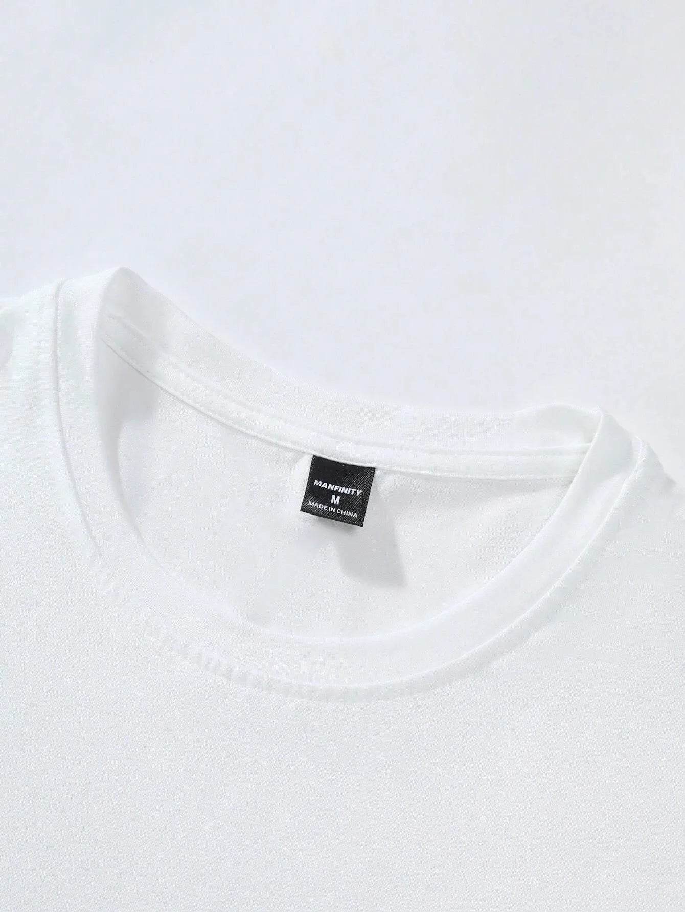 Men's 100% pure cotton summer loose size BE KIND letter cartoon print casual comfortable round neck short sleeved T-shirt top - AIAZ