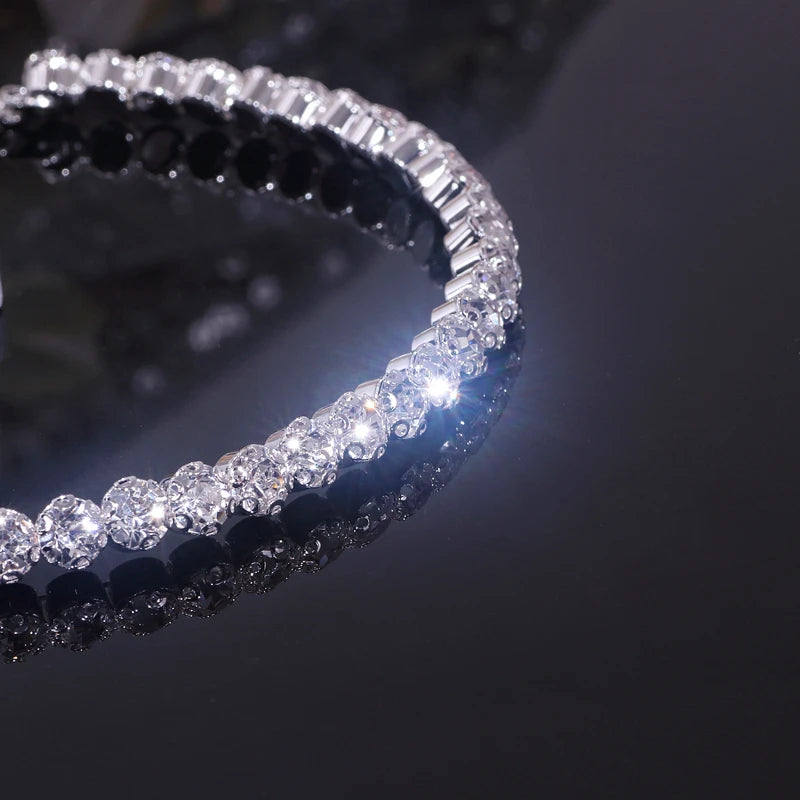 Classic Rhinestone Crystal Choker Necklace Earrings and Bracelet Set for Women Silver Color Bridal Wedding Party Jewelry Sets