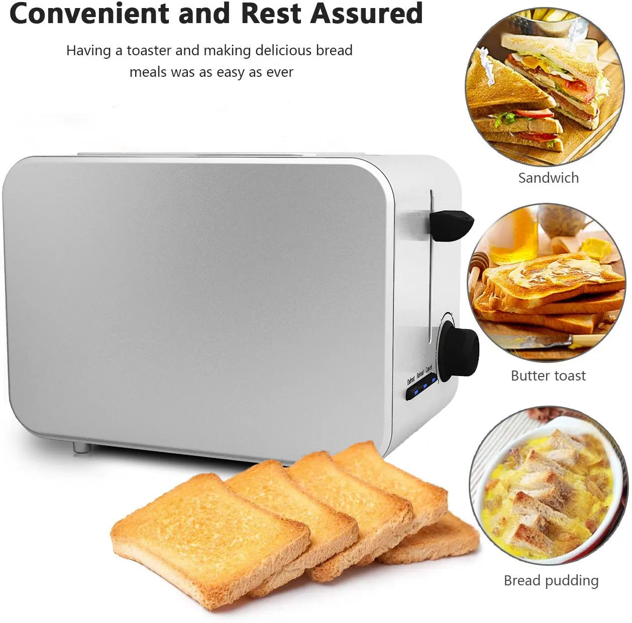 Kitchen Appliance Breakfast Bread Toaster Machine Smart Toaster Sandwich Maker 2 Slice Burger Toaster
