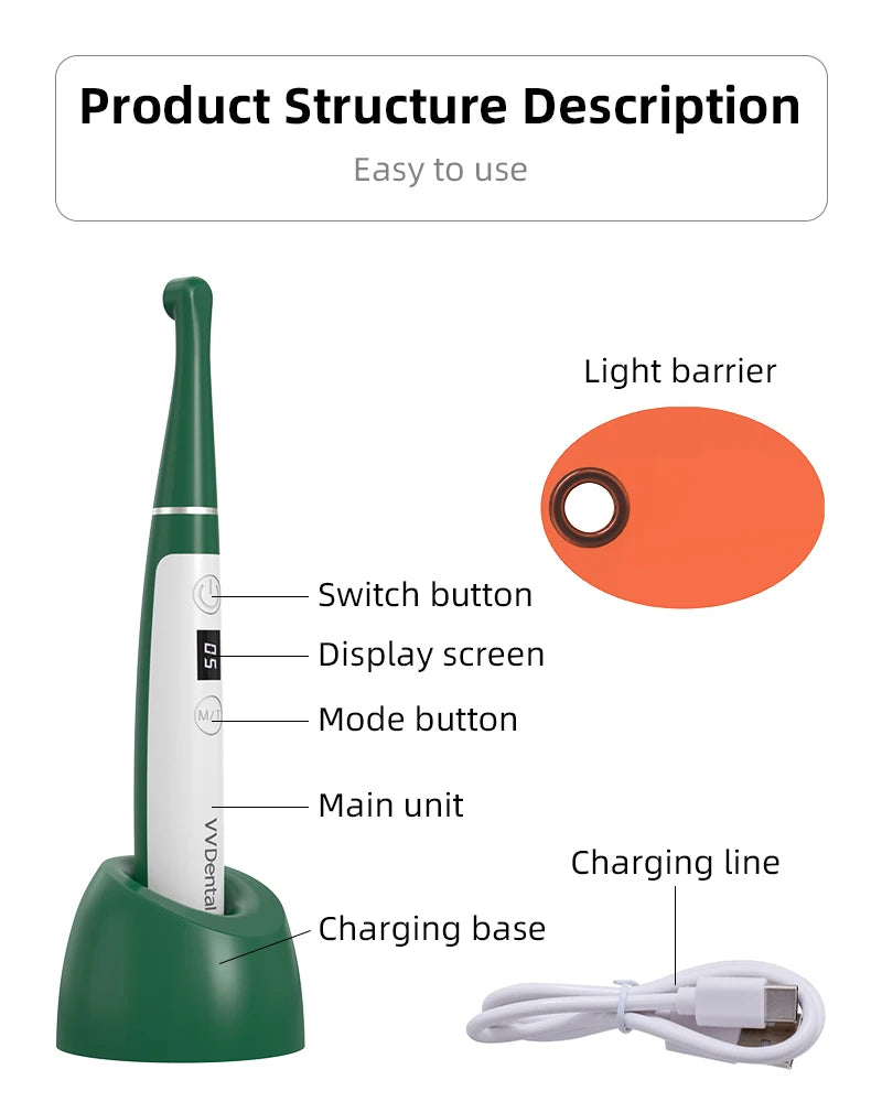 VVDental LED Curing  Light Machine  Photopolymer Dental Curing LampWireless Charging Base 3200mw/cm²  1S Curing Resins lv6