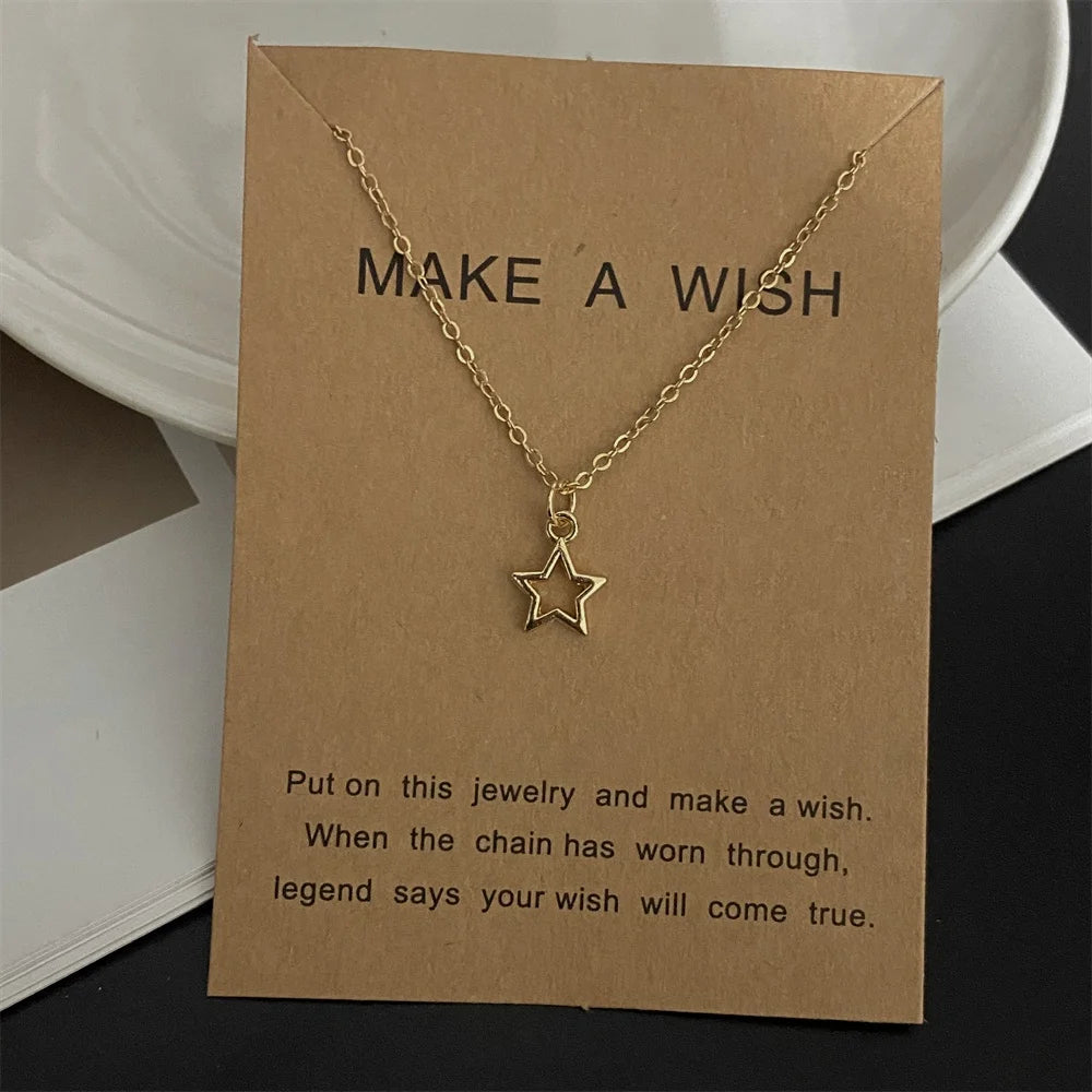 New Fashion Love Heart Pendant Necklace Animial Plam Geometric Trendy Gift Necklace Golden Color Collar Jewelry Wholesale