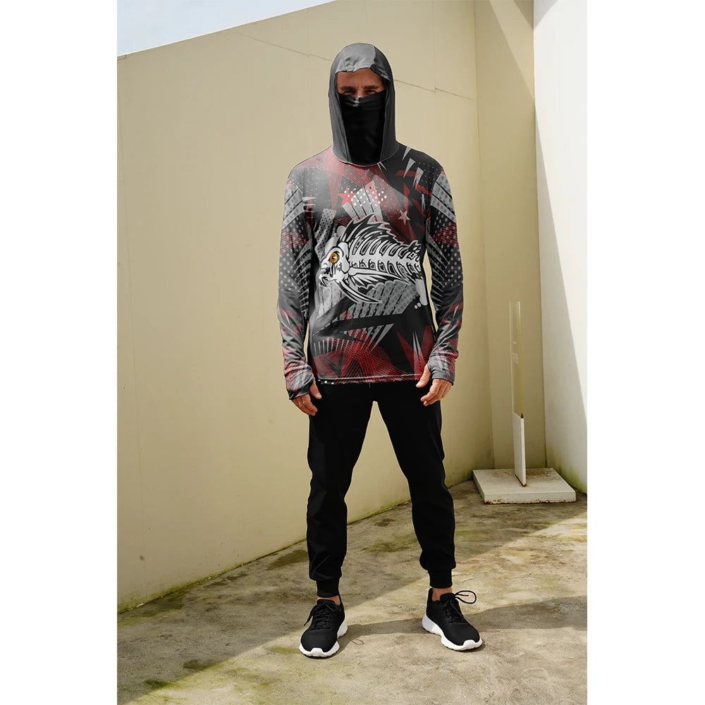 Fishing Shirts Long Sleeve Hoodie UPF 50+ T-shirt Tops Sun Protection Jersey Men's Face Mask Fishing Clothes