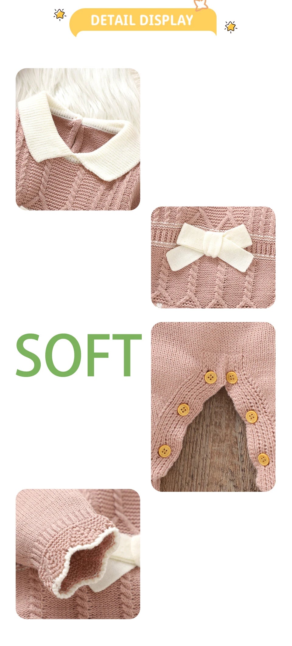 Infant Girls Rompers Hats Clothes Autumn Winter Pink Long Sleeves Knit Newborn Jumpsuits Outfits 0-18m Toddler Outwear Playsuits