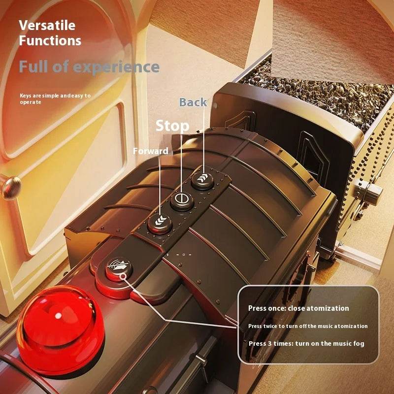 Electric Remote Control Steam Train Toy Green Children's Small Train Color Box Boy's Birthday Gift - AIAZ