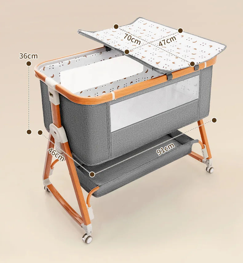 Baby bed splicing baby  movable portable cradle bed foldable multifunctional newborn adjustable